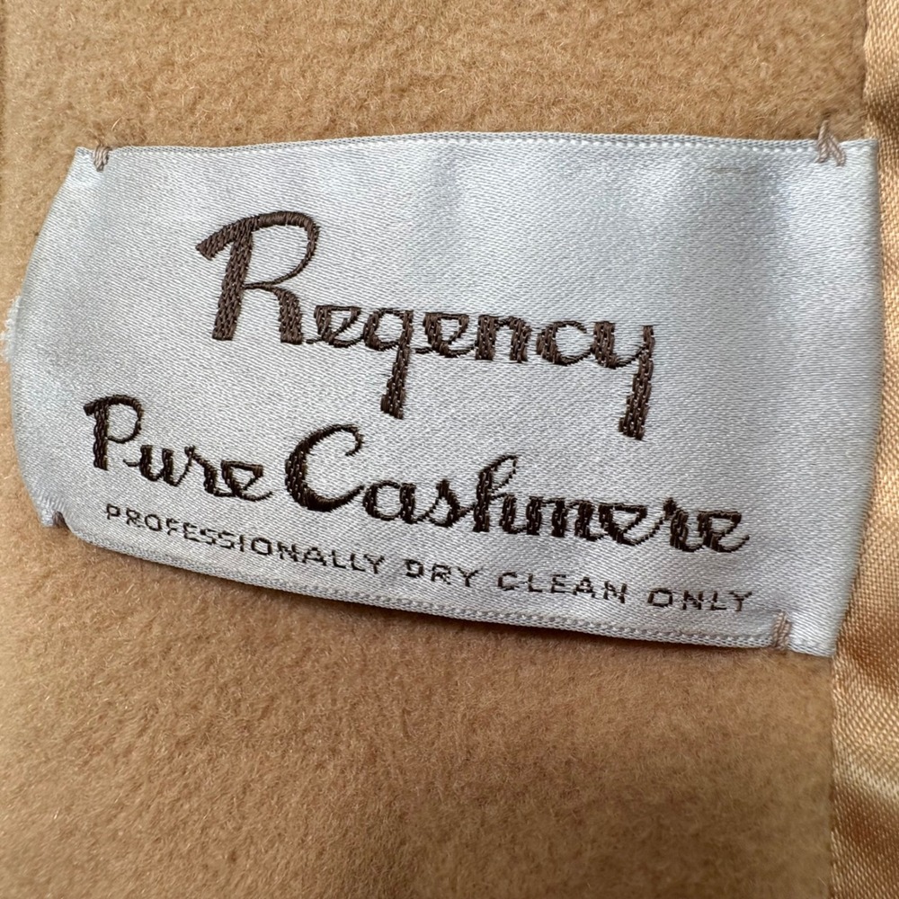 Vintage 70s Regency Cashmere Long Trench Coat 8 Camel Tan Tie Waist Old Money - Picture 5 of 12
